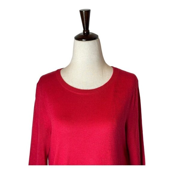 Loft Sweater Womens S Red Knit Crewneck Long Sleeve Button Detail Pullover - Picture 3 of 10